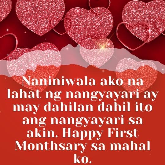 Happy First Monthsary sa mahal ko. wish  to boyfriend in tagalog